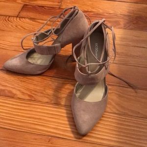 BCBGeneration nude suede block heels